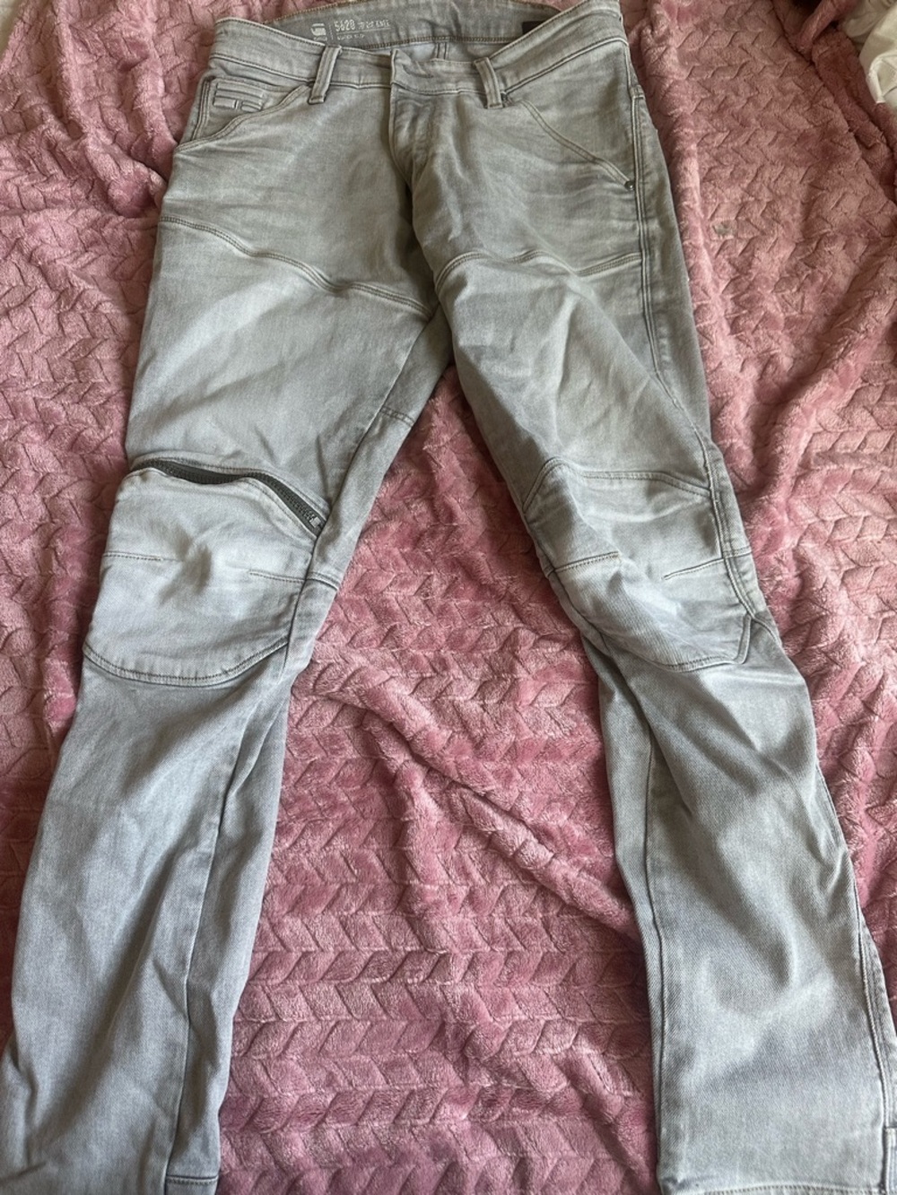 G-Star Light Gray Denim Jeans with Contrast Stitching